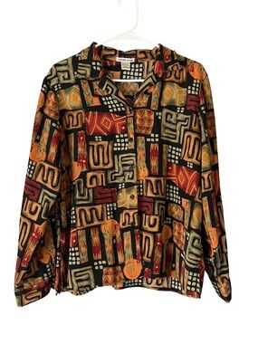 Vintage 90s Notations Abstract Geometric Button up Shirt size L